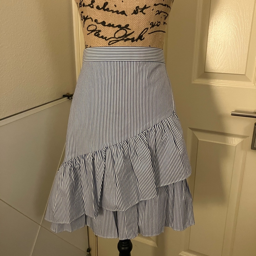 Esprit Blue classy feminine Striped tiered ruffle Skirt 14